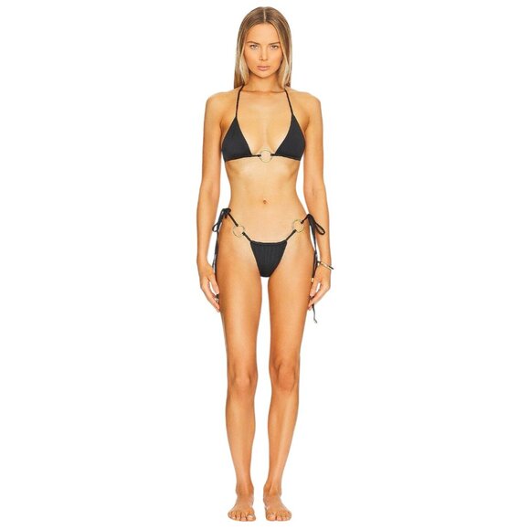 CIN CIN Cove String Bikini Bottoms in Black Small New Womens New Swimsuit - Picture 3 of 16